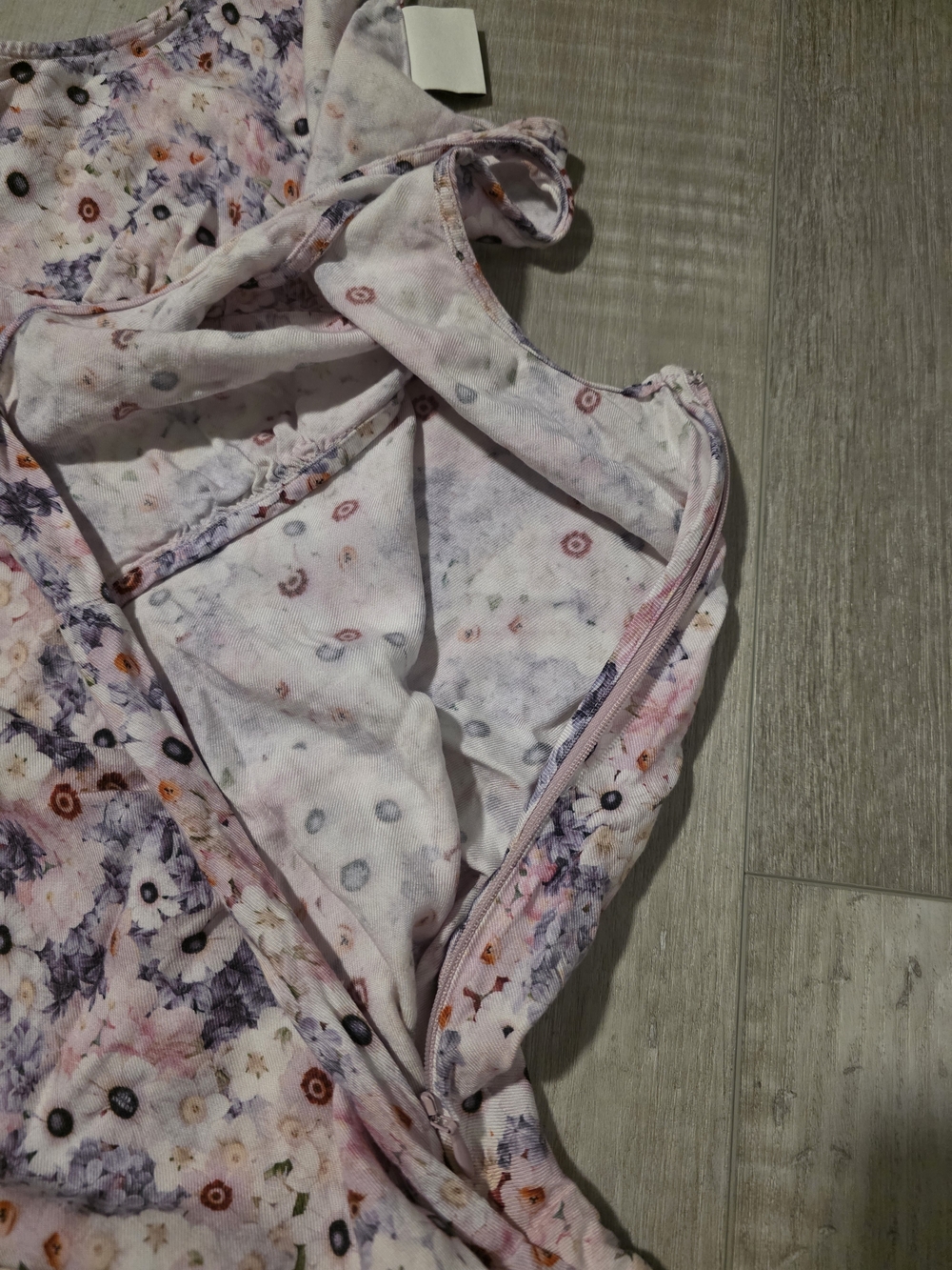 Sunday Best Aritzia Floral Mini Dress XS Pink Purple Sleeveless V-Neck - Picture 8 of 10